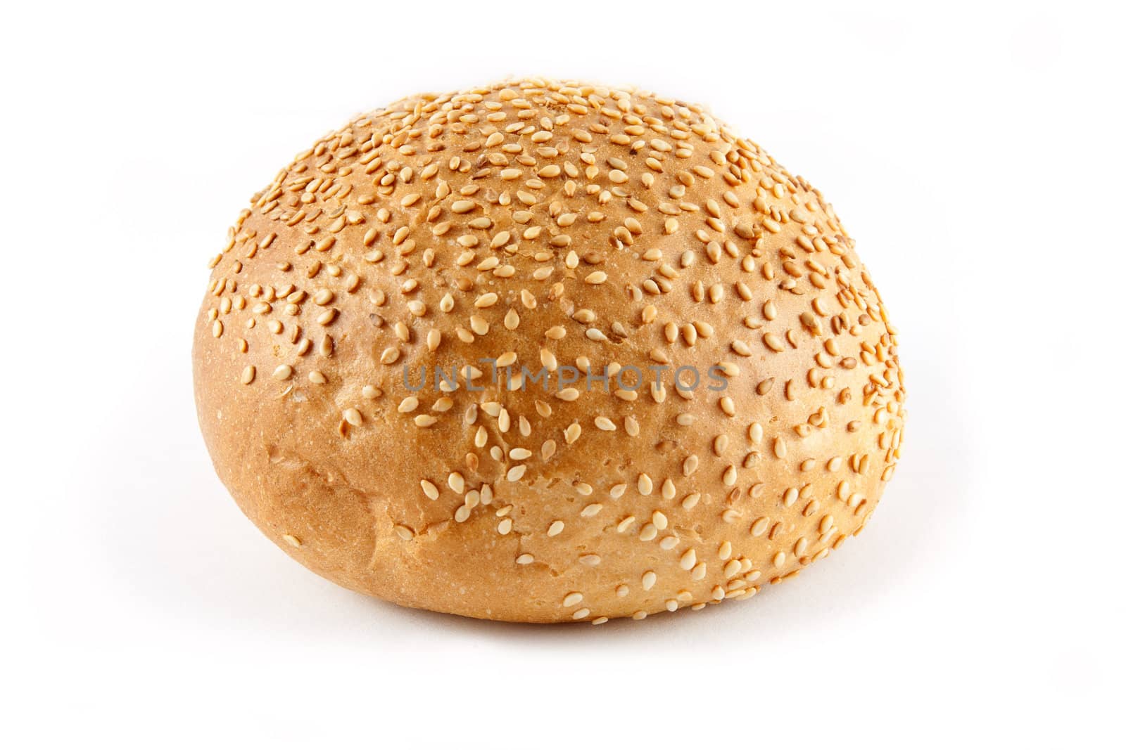 sandwich bun with seeds on white background