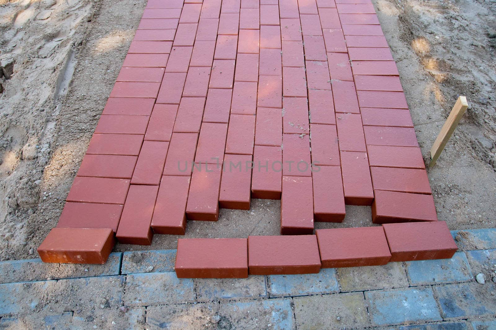 new red brick pavement 