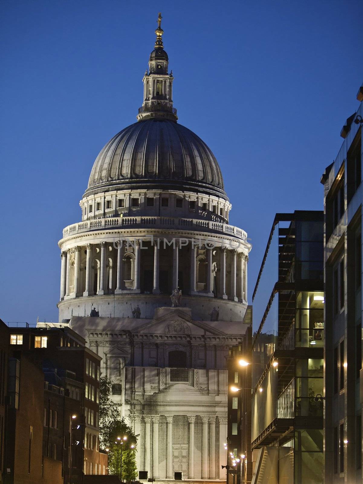 St Paul's Cathedral at night in Central London, England, UK