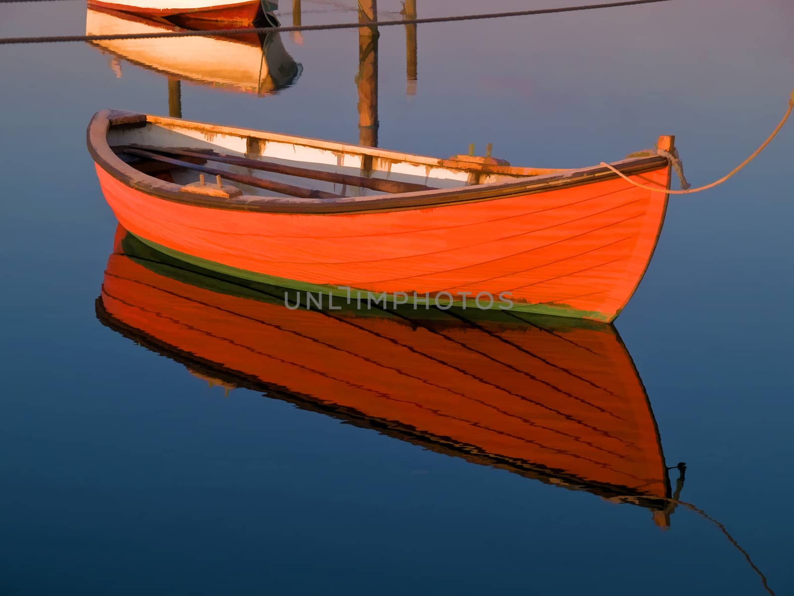 Small dinghy dory floating in the water digital art manipulation by Ronyzmbow