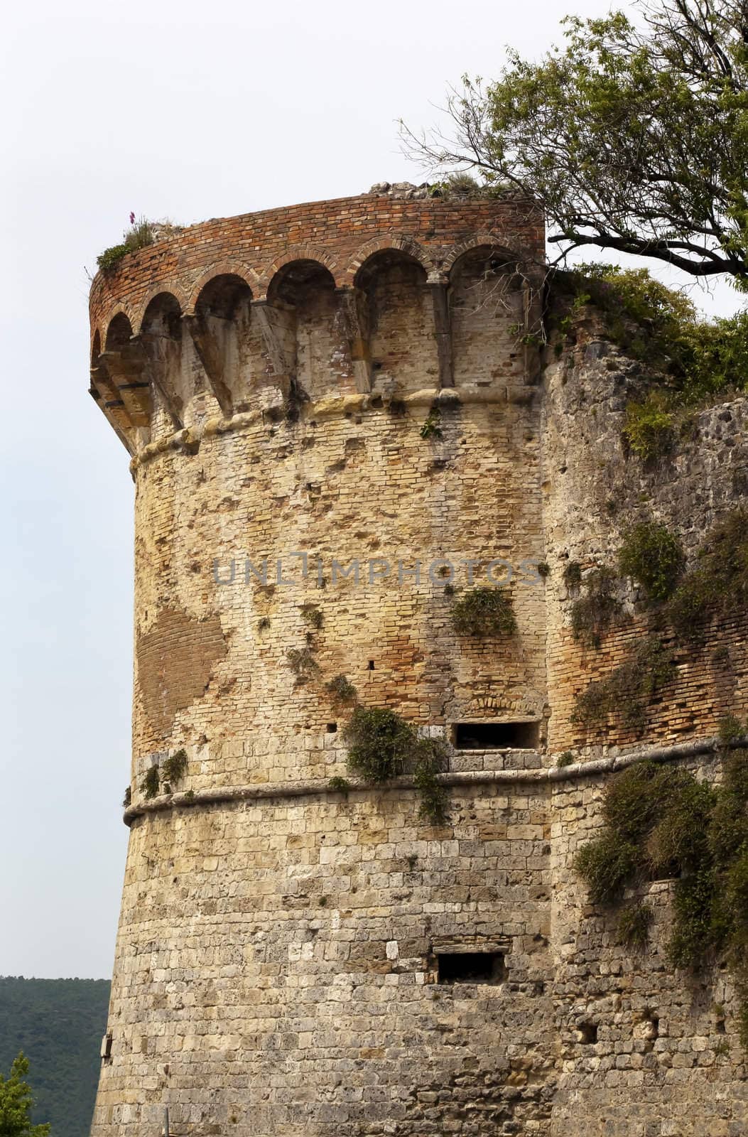 Ancient Castle Tower Medieval Town San Gimignano Tuscany Italy