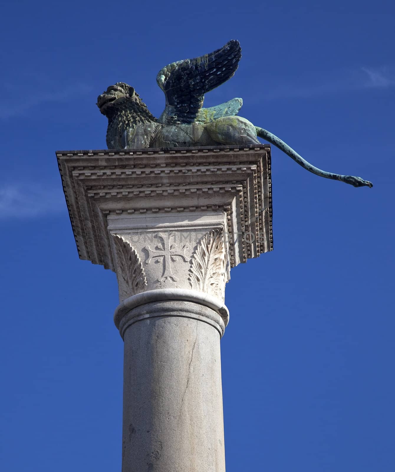 Saint Marks Winged Lion Venetian Symbol Column 12th Century Originally from Constaintinople Venice Italy