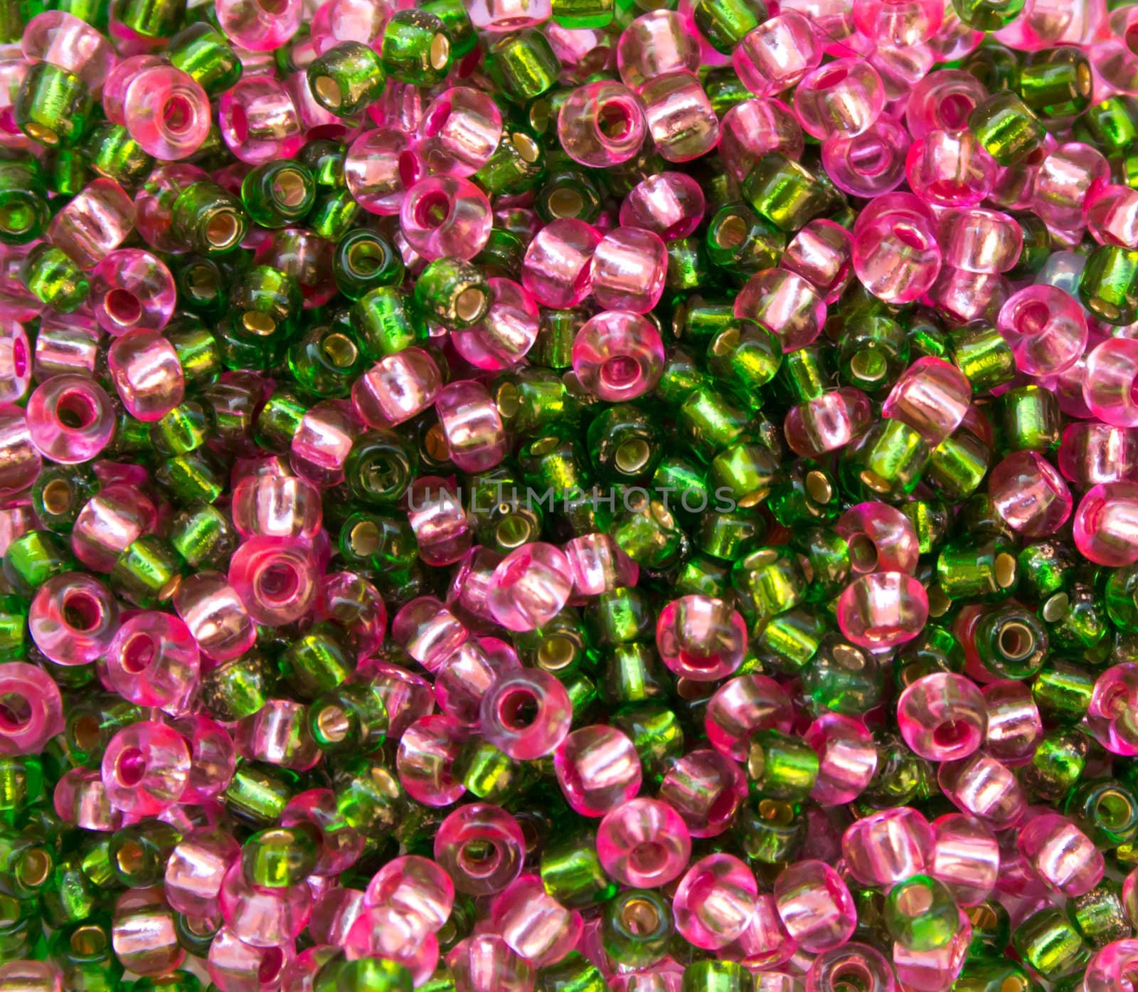 Pink and green beads