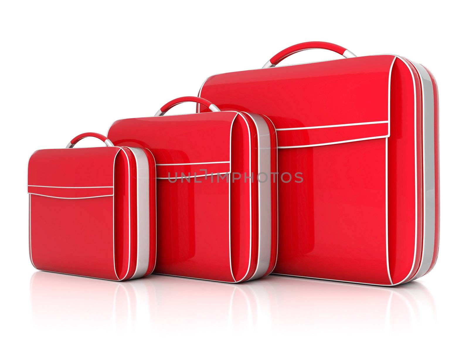red suitcase isolated on white background
