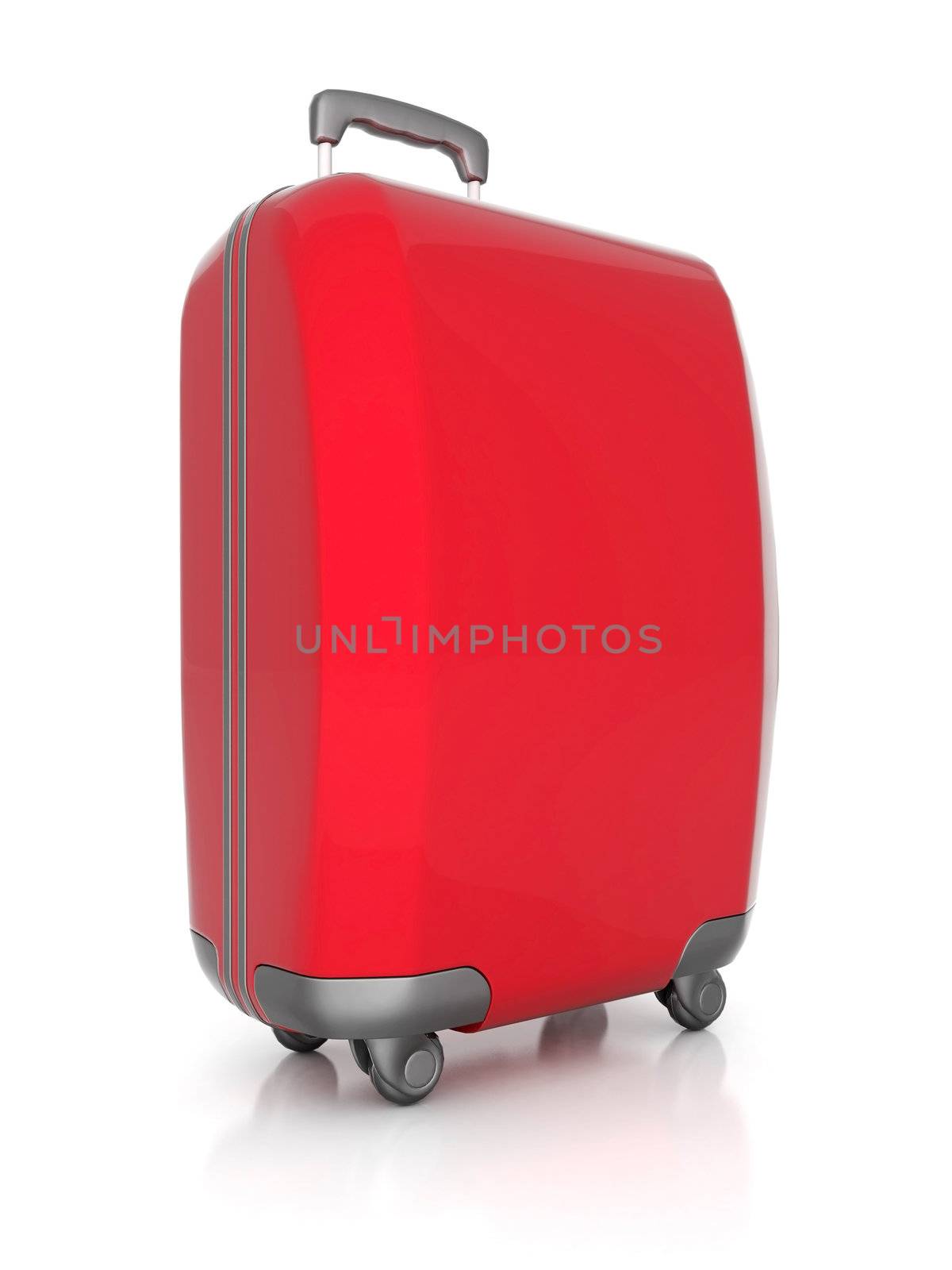 red suitcase isolated on white background