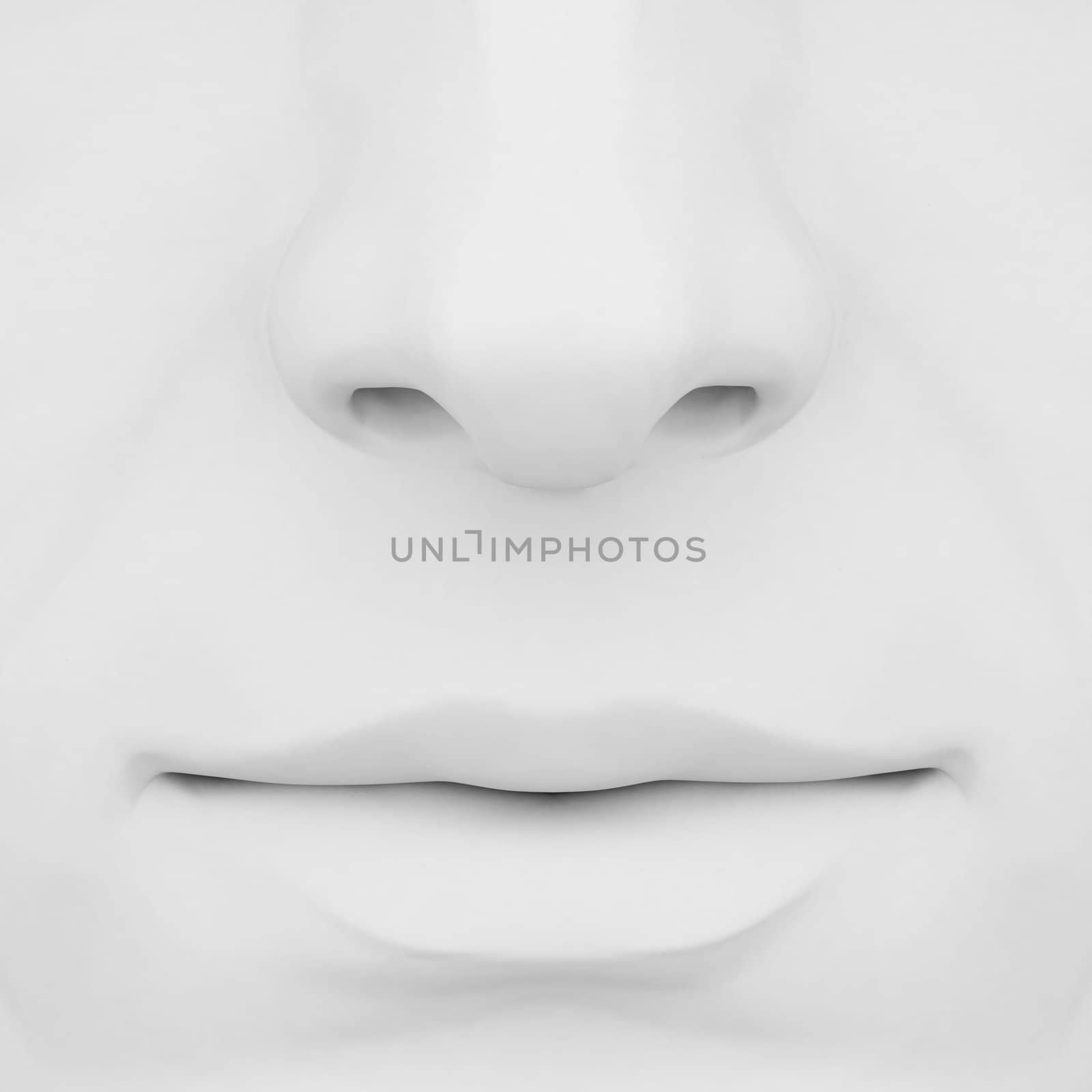 nose and mouth on a gray background 3D
