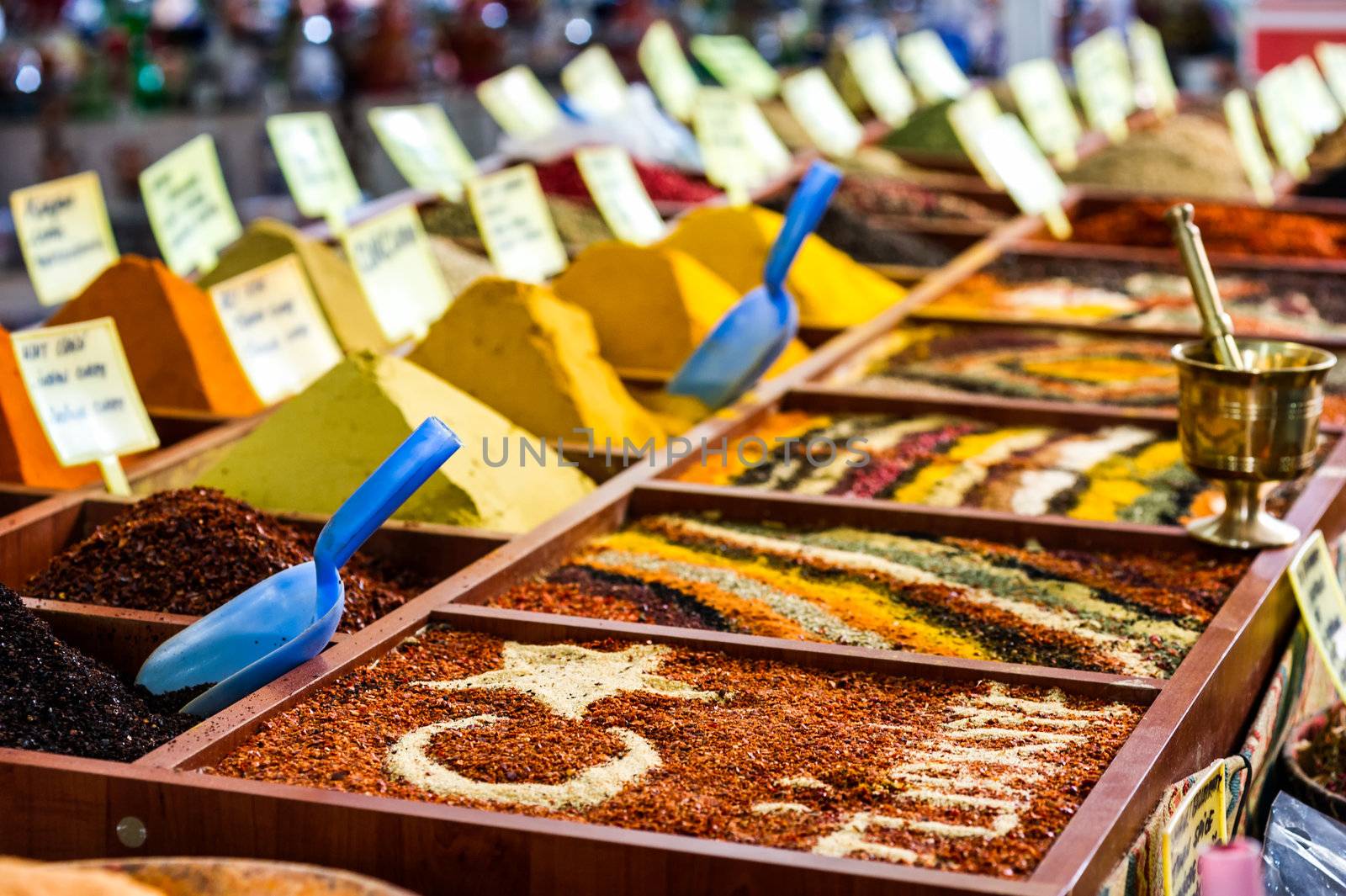 Closeup of spices on sale market by kirs-ua