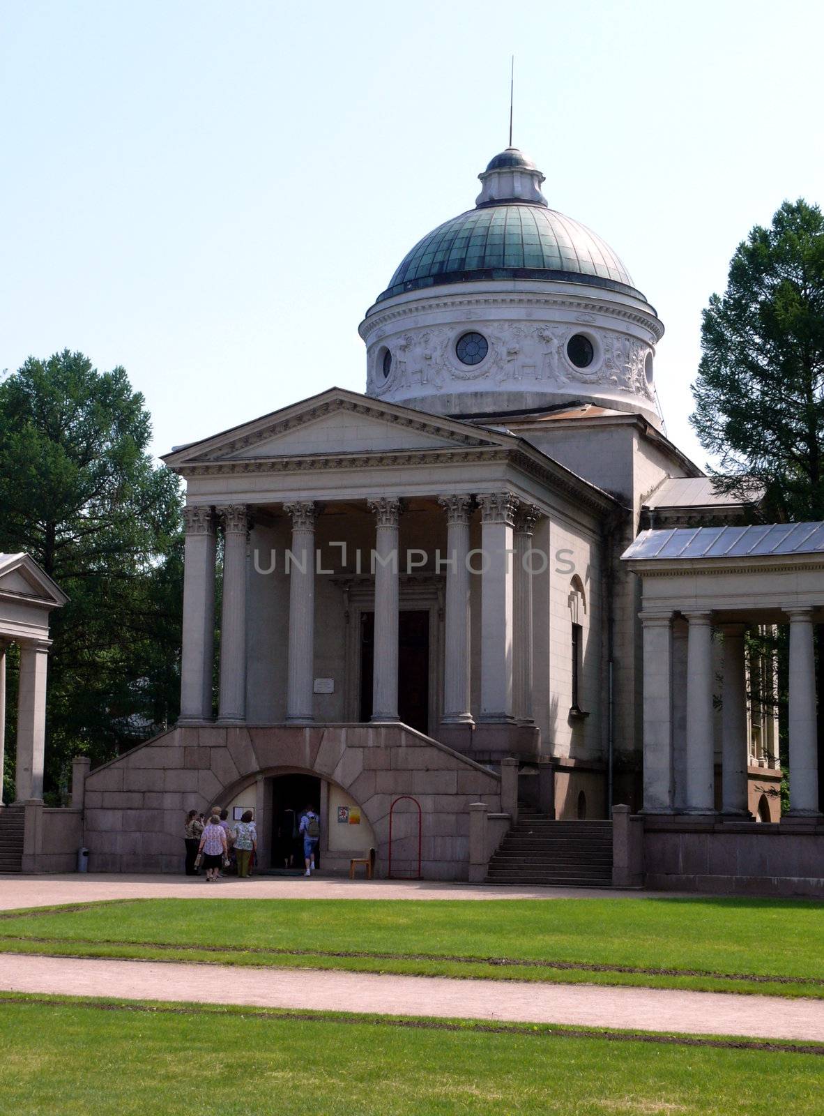 Moscow, Russia - May 22, 2010: Spring day. Peoples walks near Mausoleum of prince Yussupov on May 22, 2010 in Arkhangelskoye Estate, Moscow, Russia.