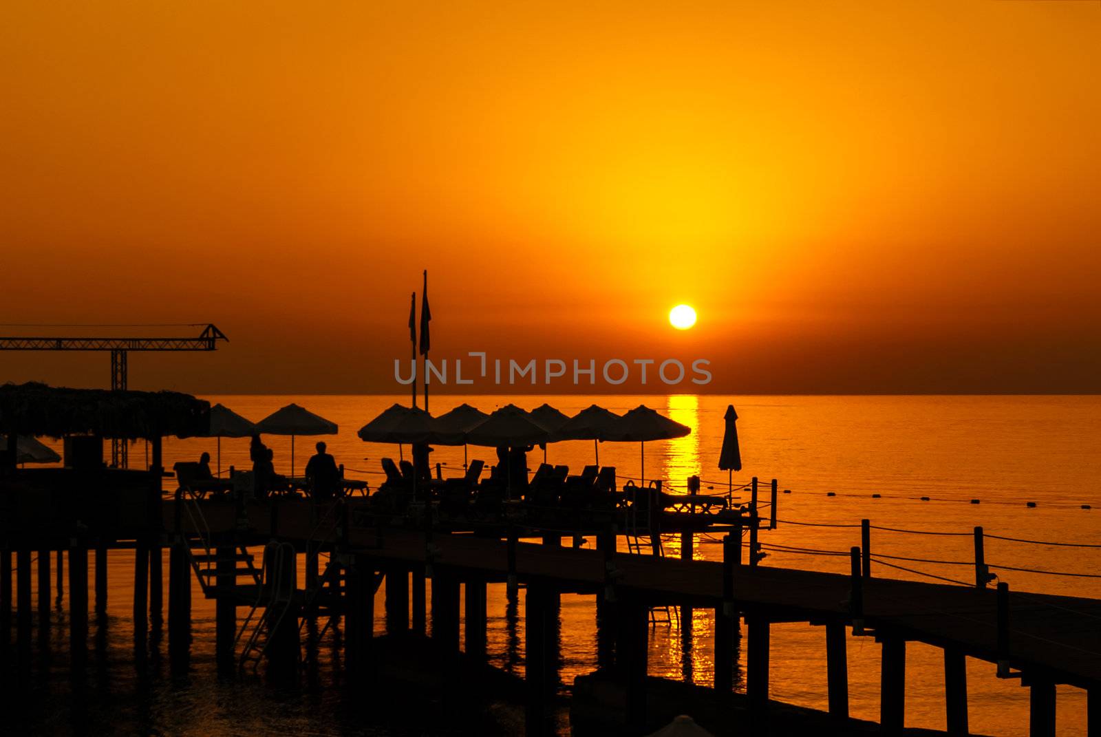 Pier Resort Silhouette at the Sunrise over sea
