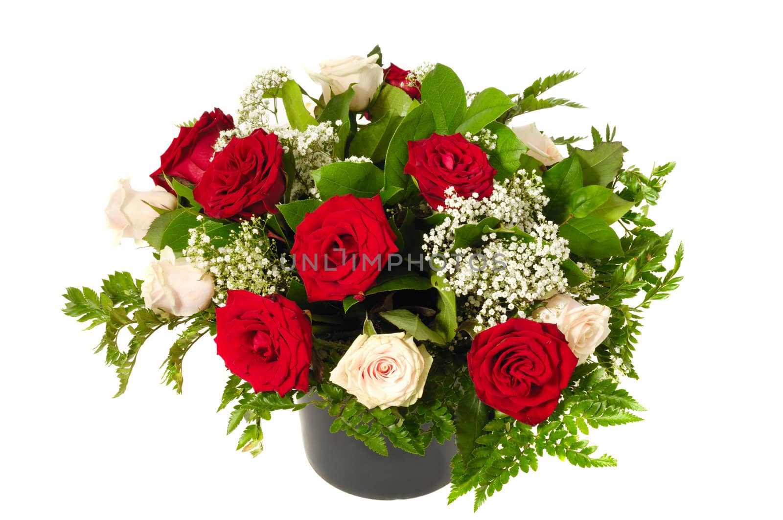 Bouquet of mixed flowers on a white background