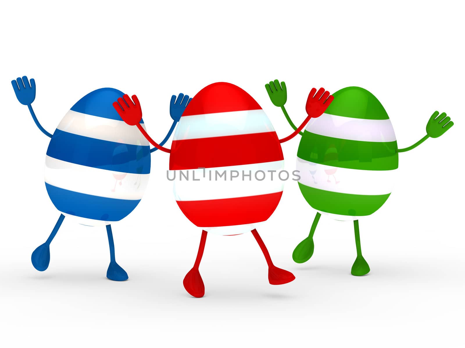 colorful easter eggs with streak wave jump