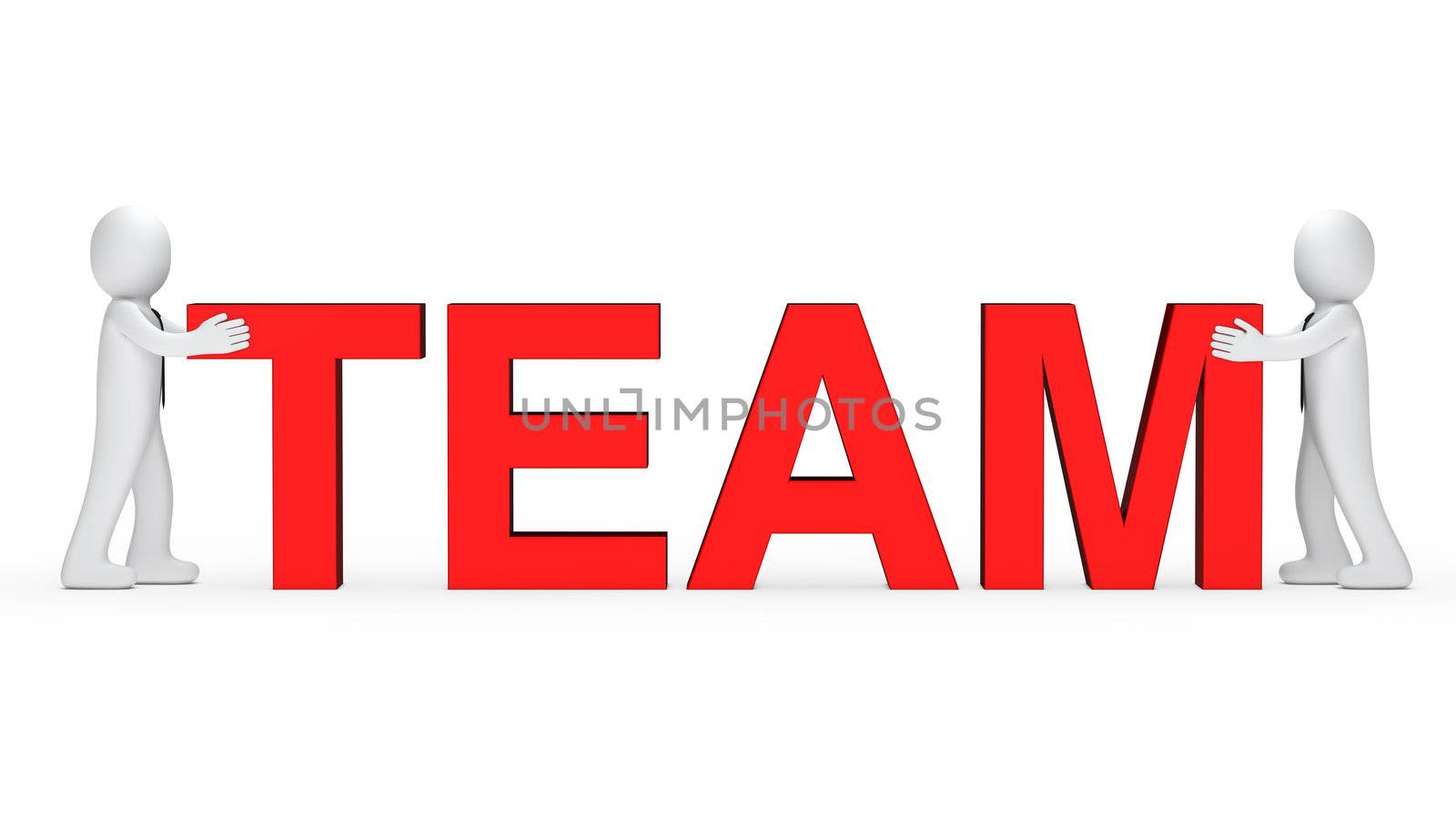 business men push red team word together