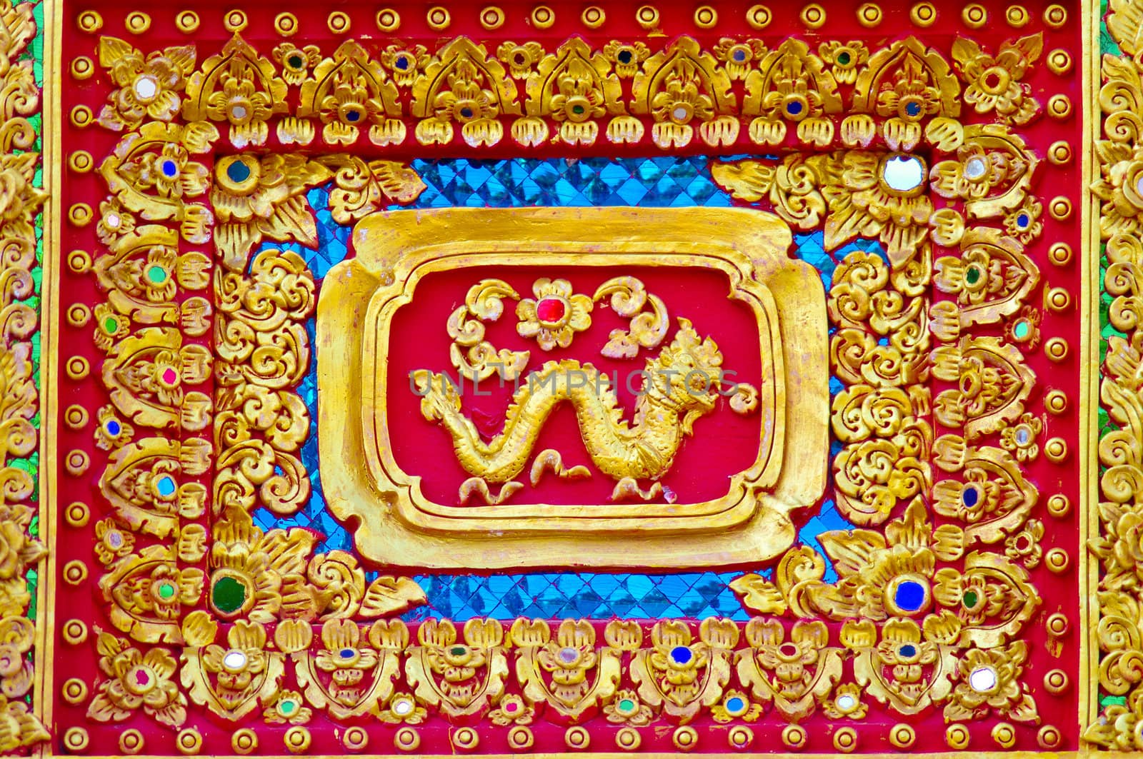 Native Thai style of dragon pattern on Buddhist temple