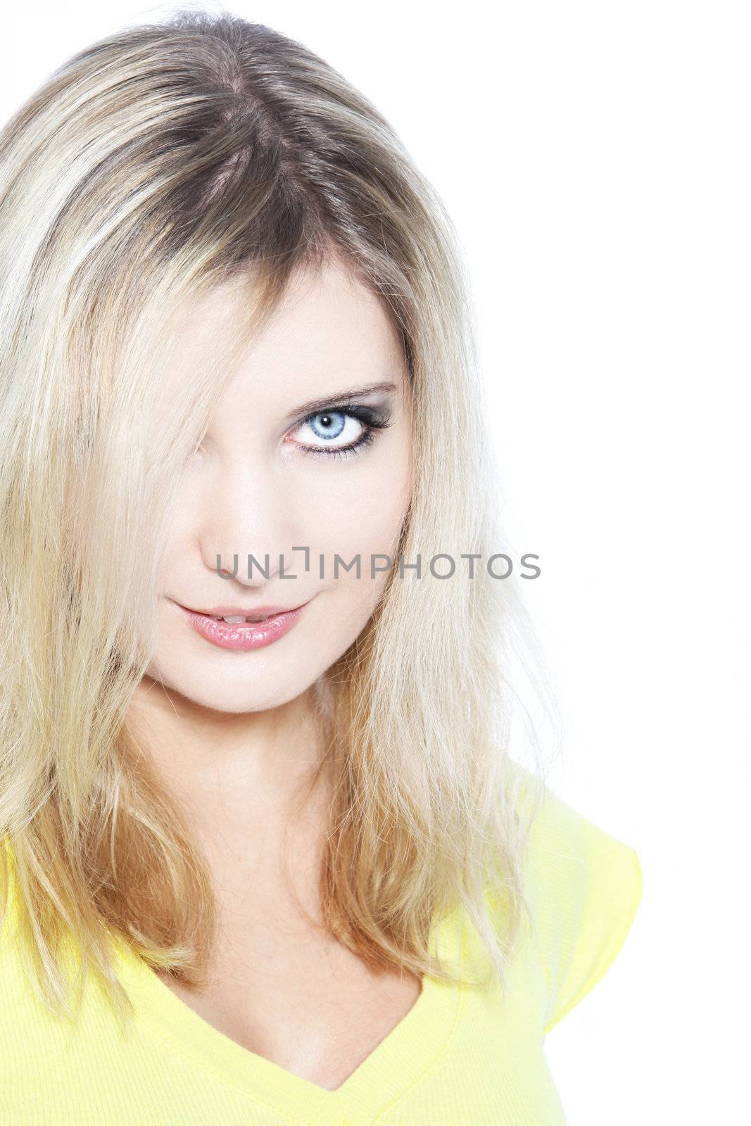 Close up shot of woman’s face with seductive look
