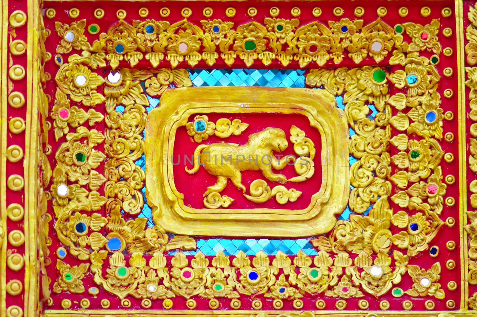 Native Thai style of monkey pattern on Buddhist temple