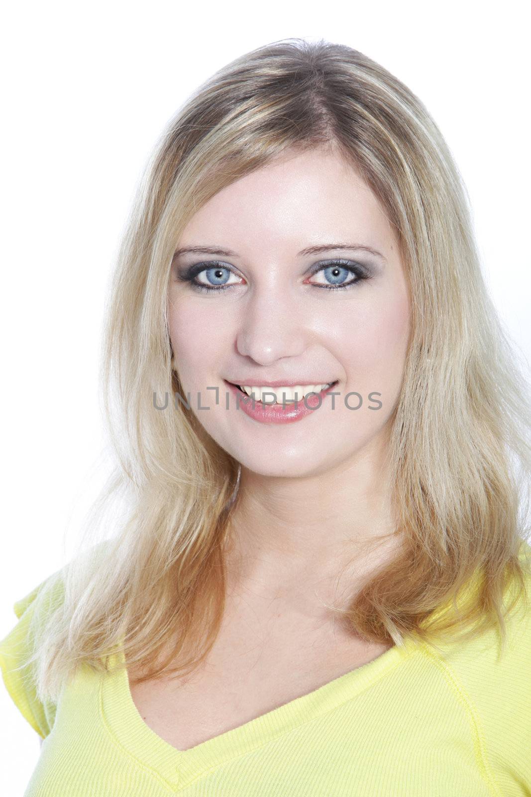 Close up portrait of beautiful face of a blonde female