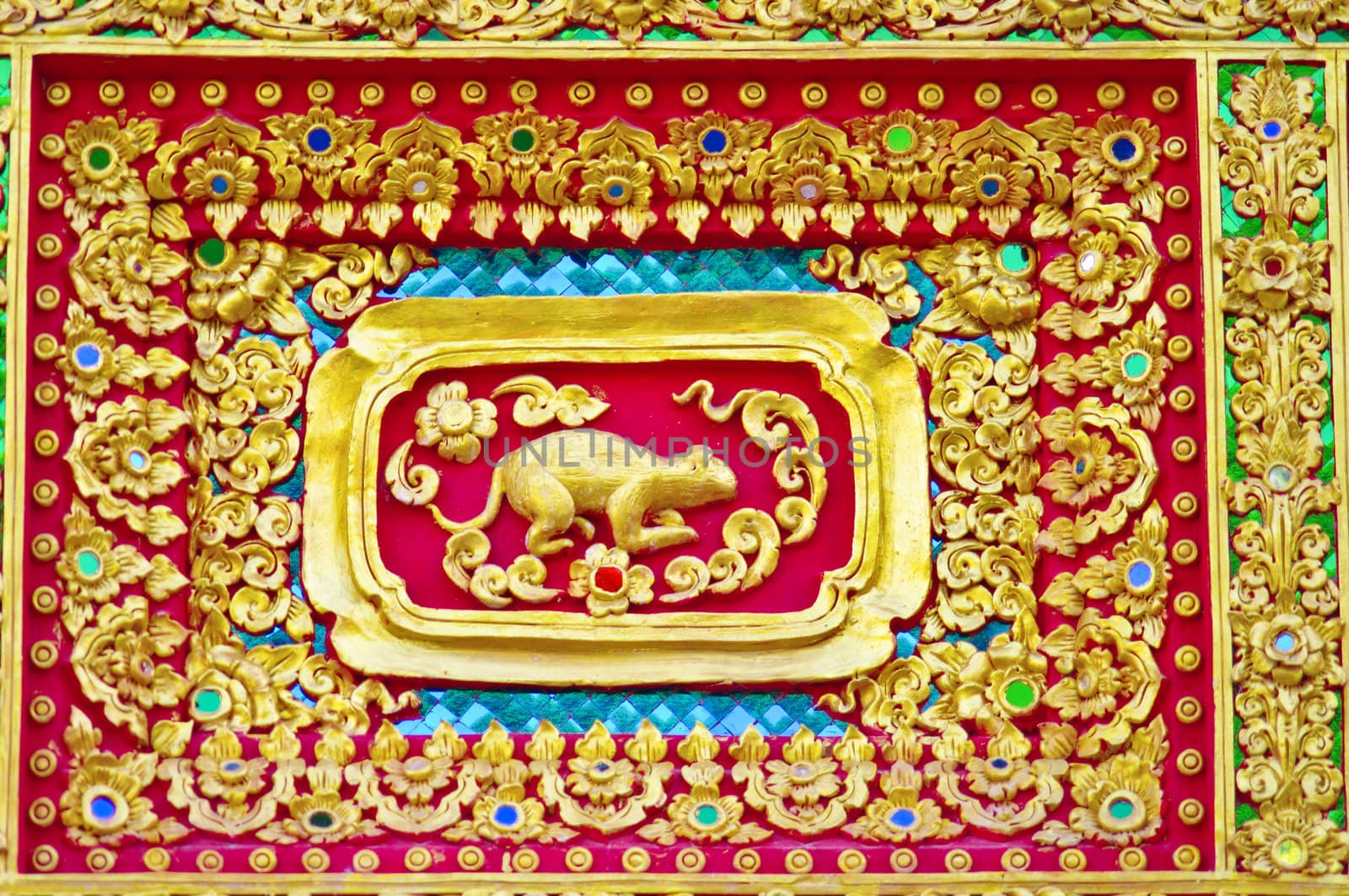 Native Thai style of rat pattern on Buddhist temple