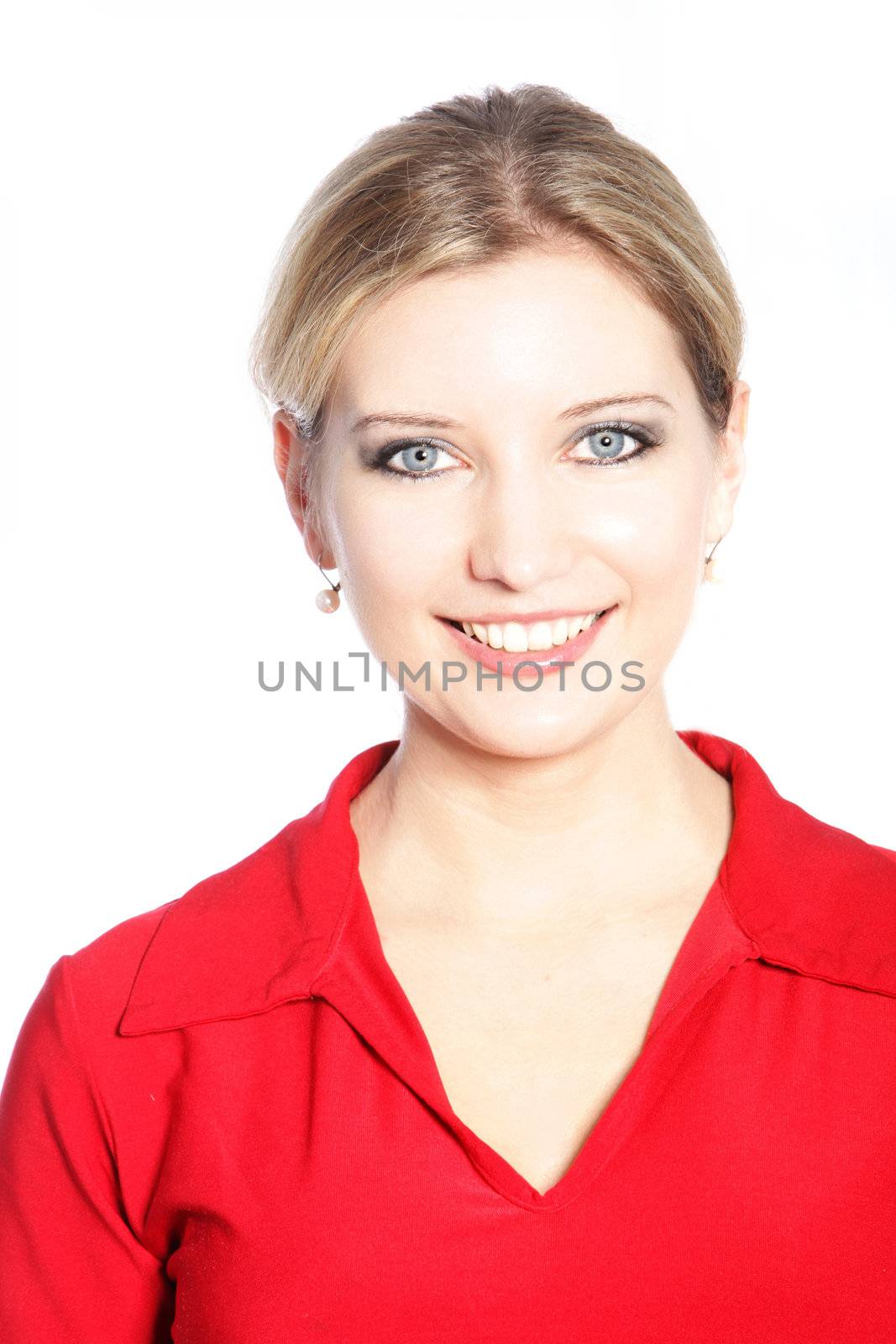 Smiling casual woman in a close up portrait