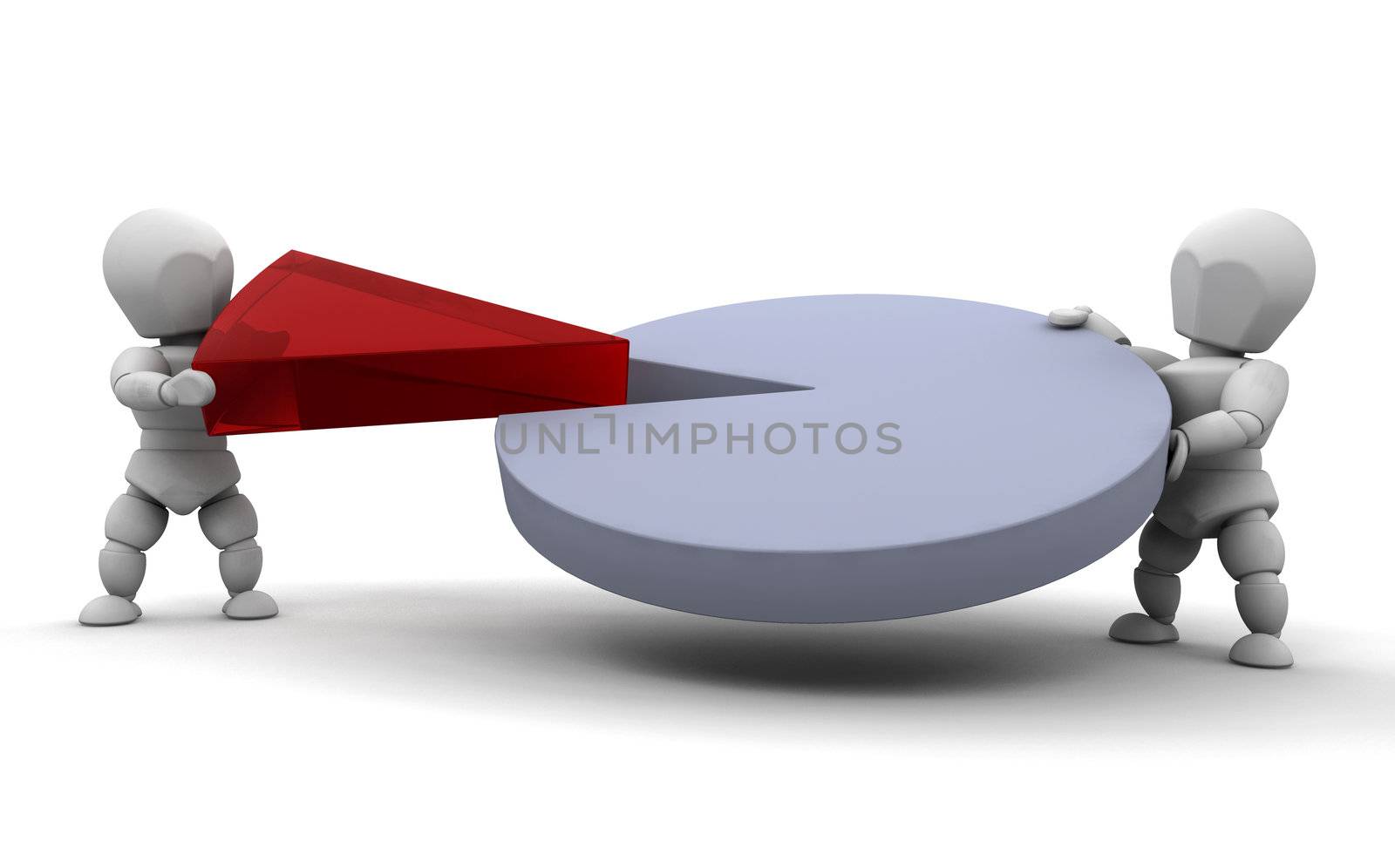 3D render of people with a pie chart