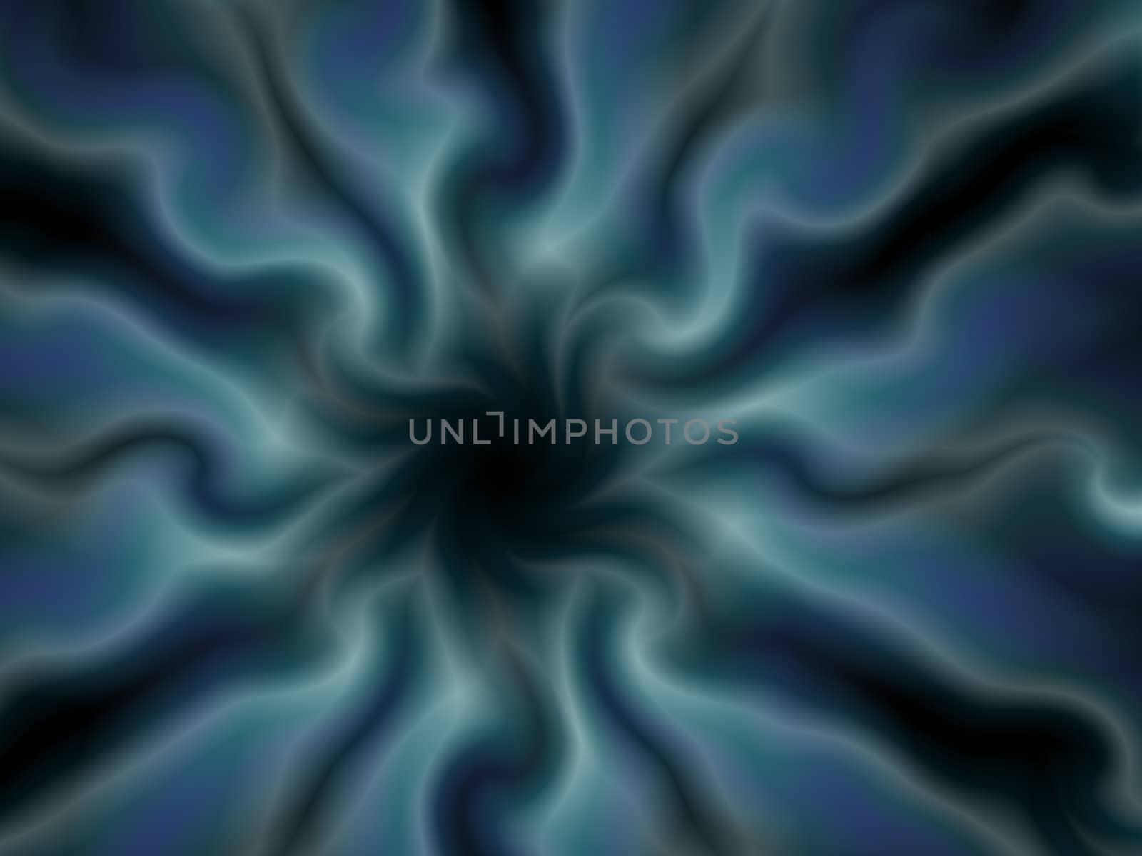 An abstract smoke like illustration done in shades of blues, grays, and black.