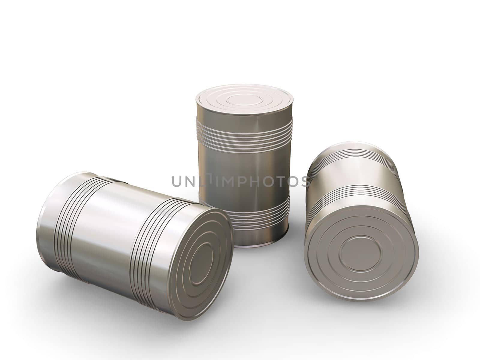 3D render of tin cans