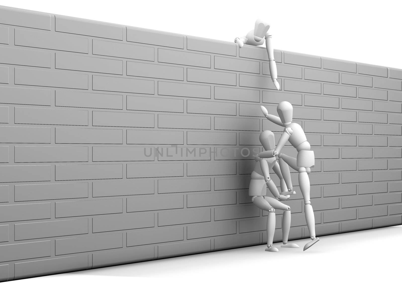 3D render of a team working together