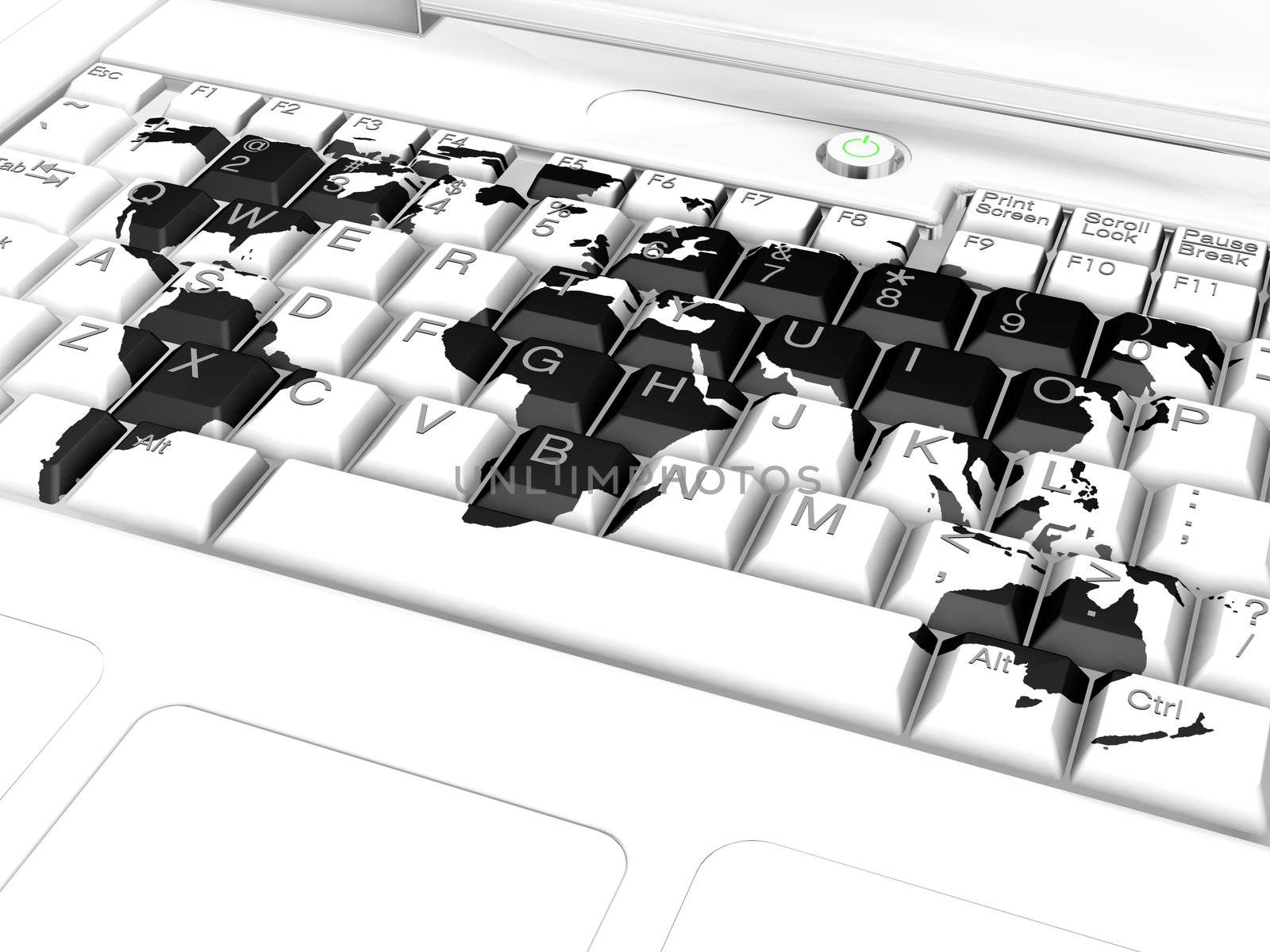computer keyboard with world map print on