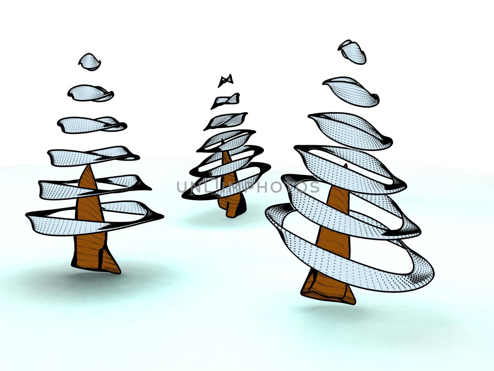 3d christmas trees