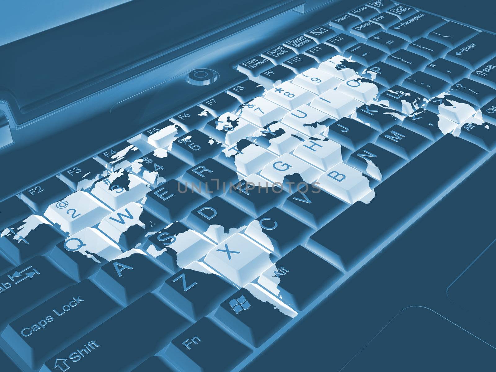 computer keyboard with world map print