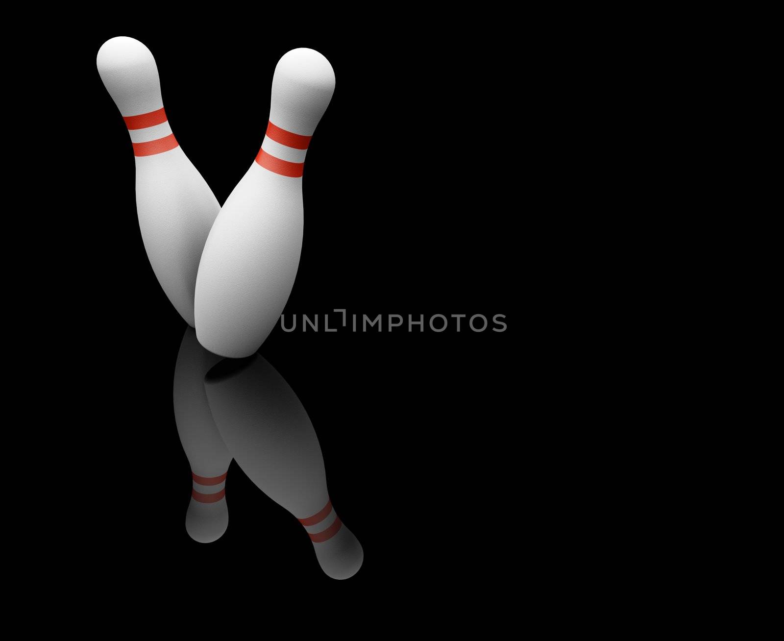 3D render of bowling skittles
