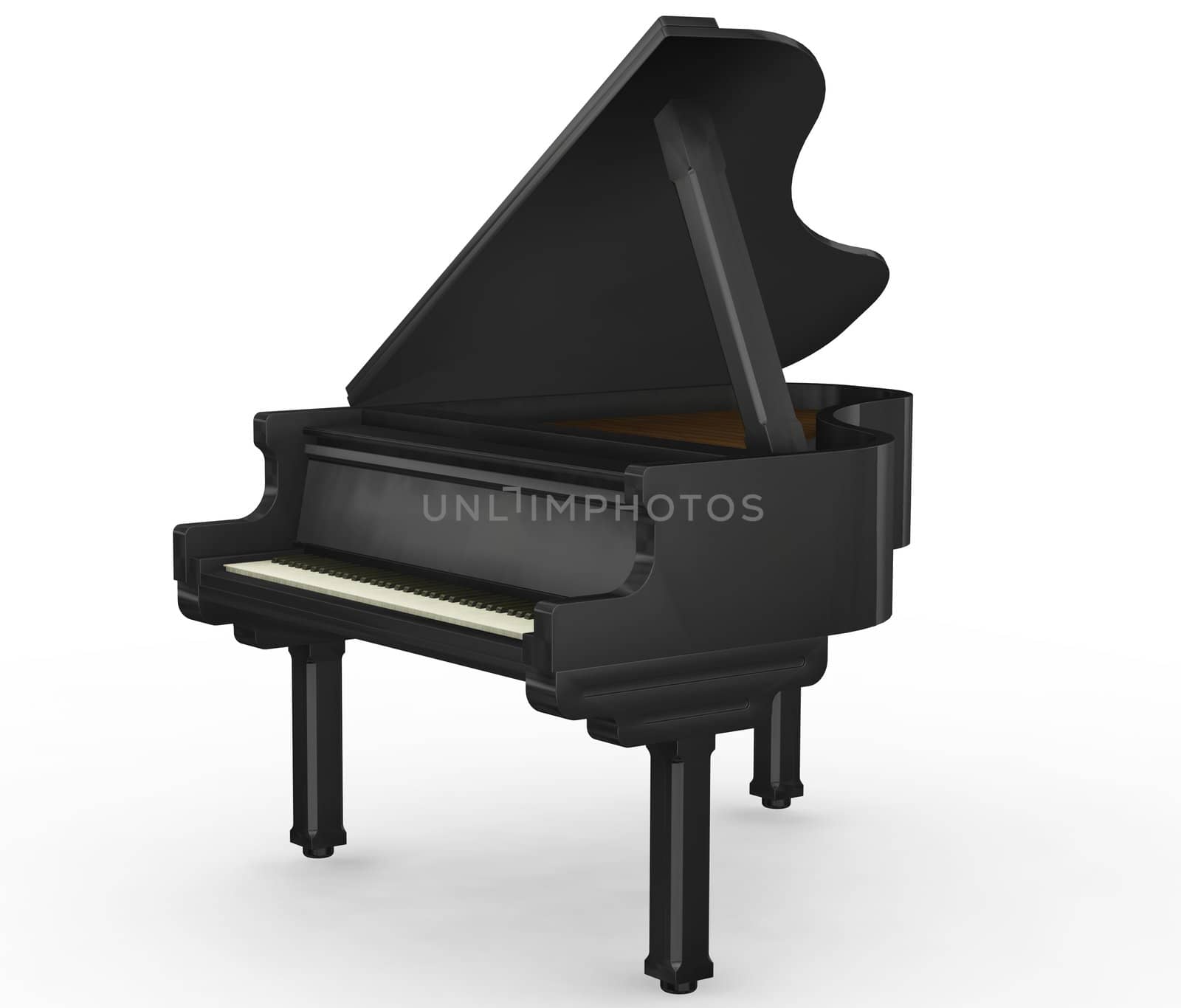 3D render of a grand piano