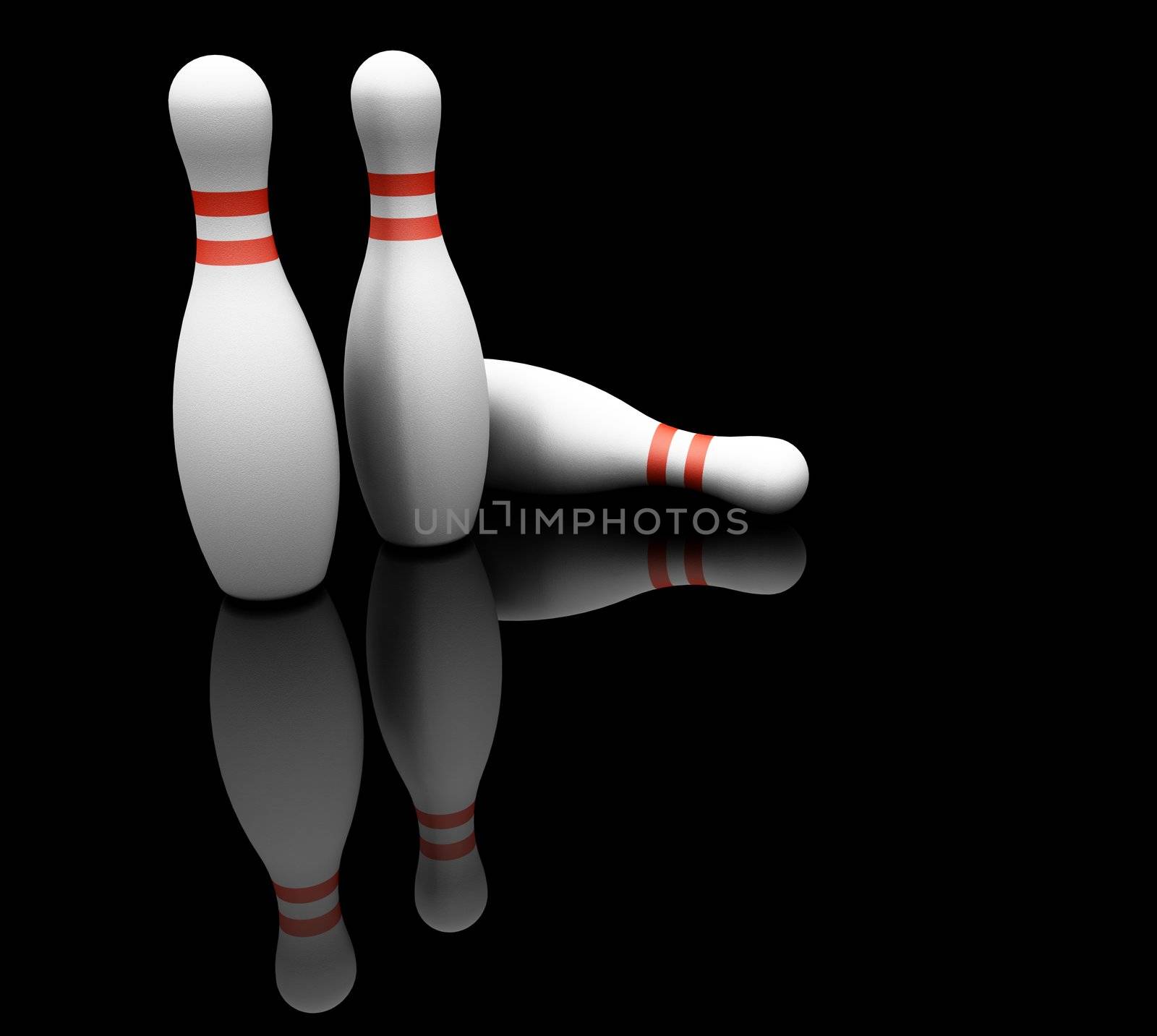 3D render of bowling pins