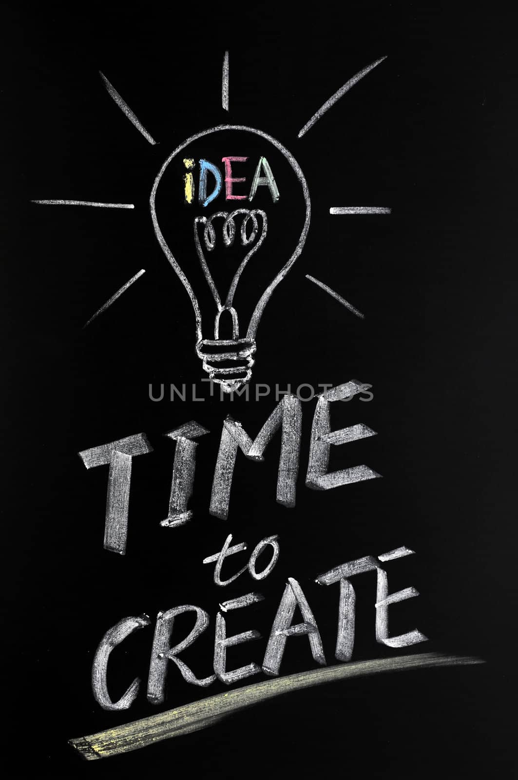 Light bulb drawn with chalk, symbol of innovation and idea
