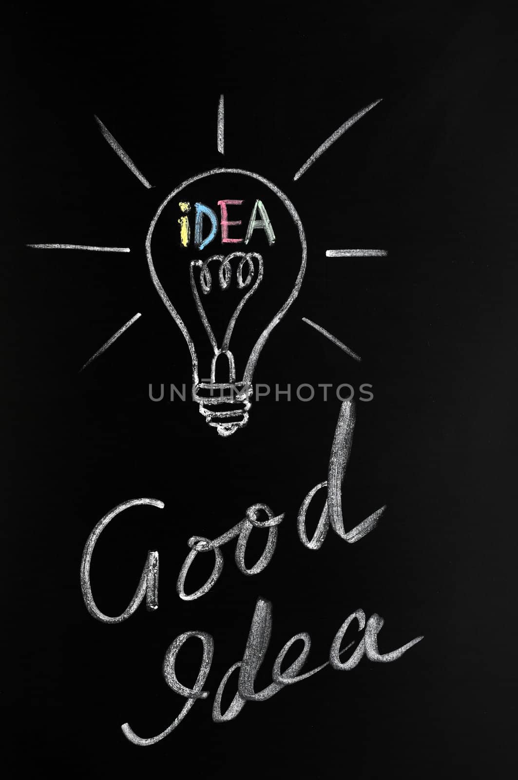 Light bulb drawn with chalk, symbol of innovation and idea