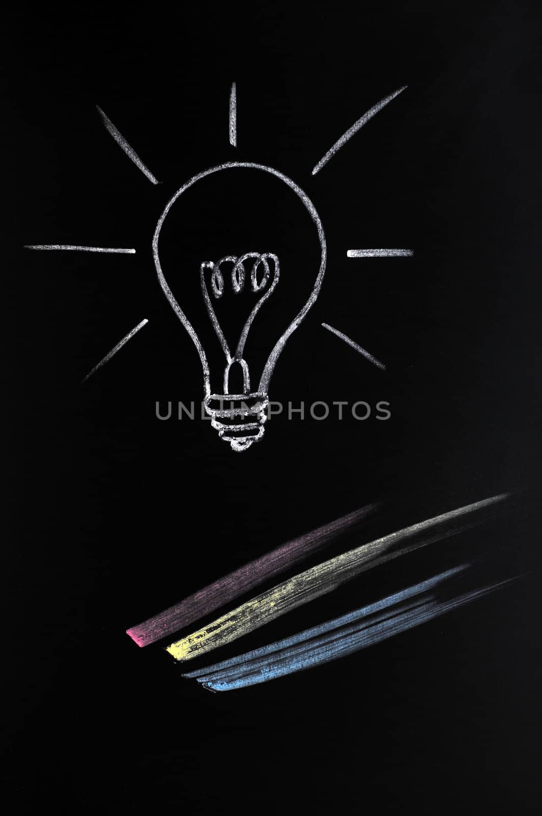 Light bulb drawn with chalk, symbol of innovation and idea