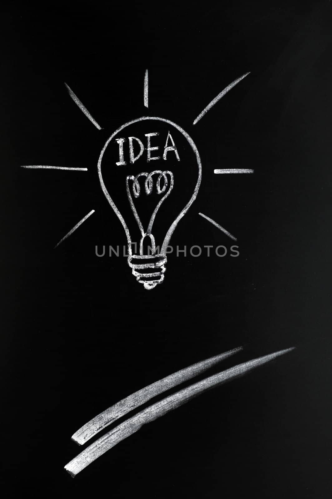 Light bulb drawn with chalk, symbol of innovation and idea