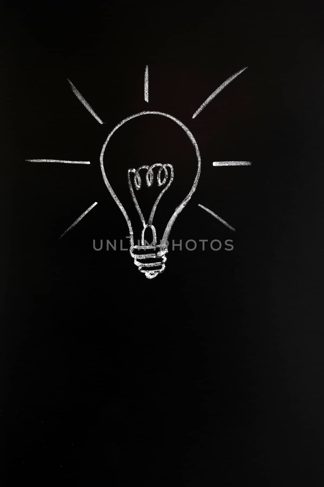 Light bulb drawn with chalk, symbol of innovation and idea