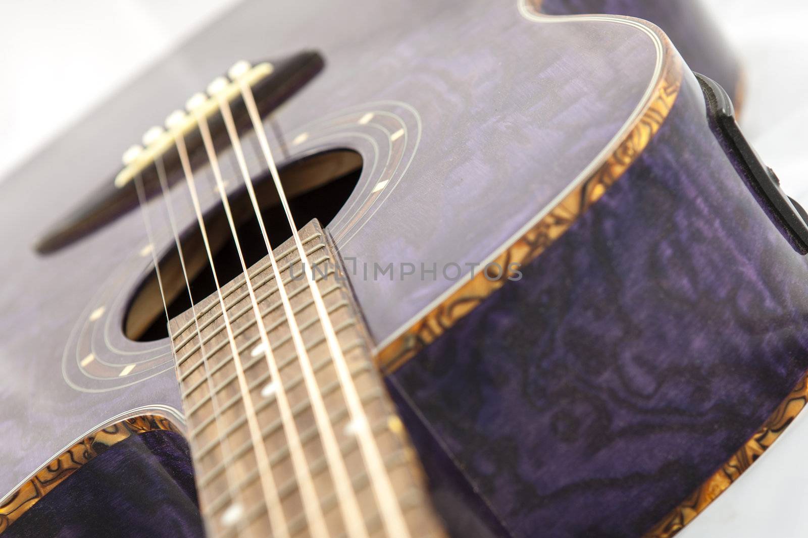 Detail shots of a beautiful acoustic electric guitar