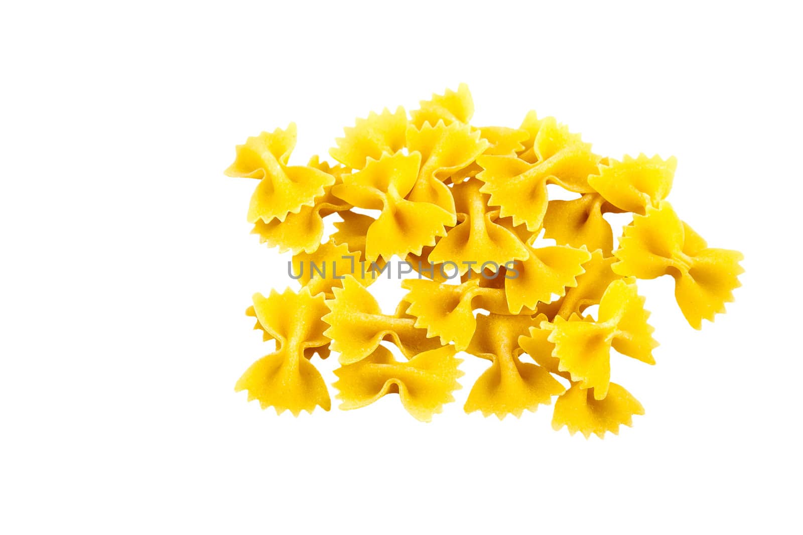 FArfalle pasta over a white backdrop