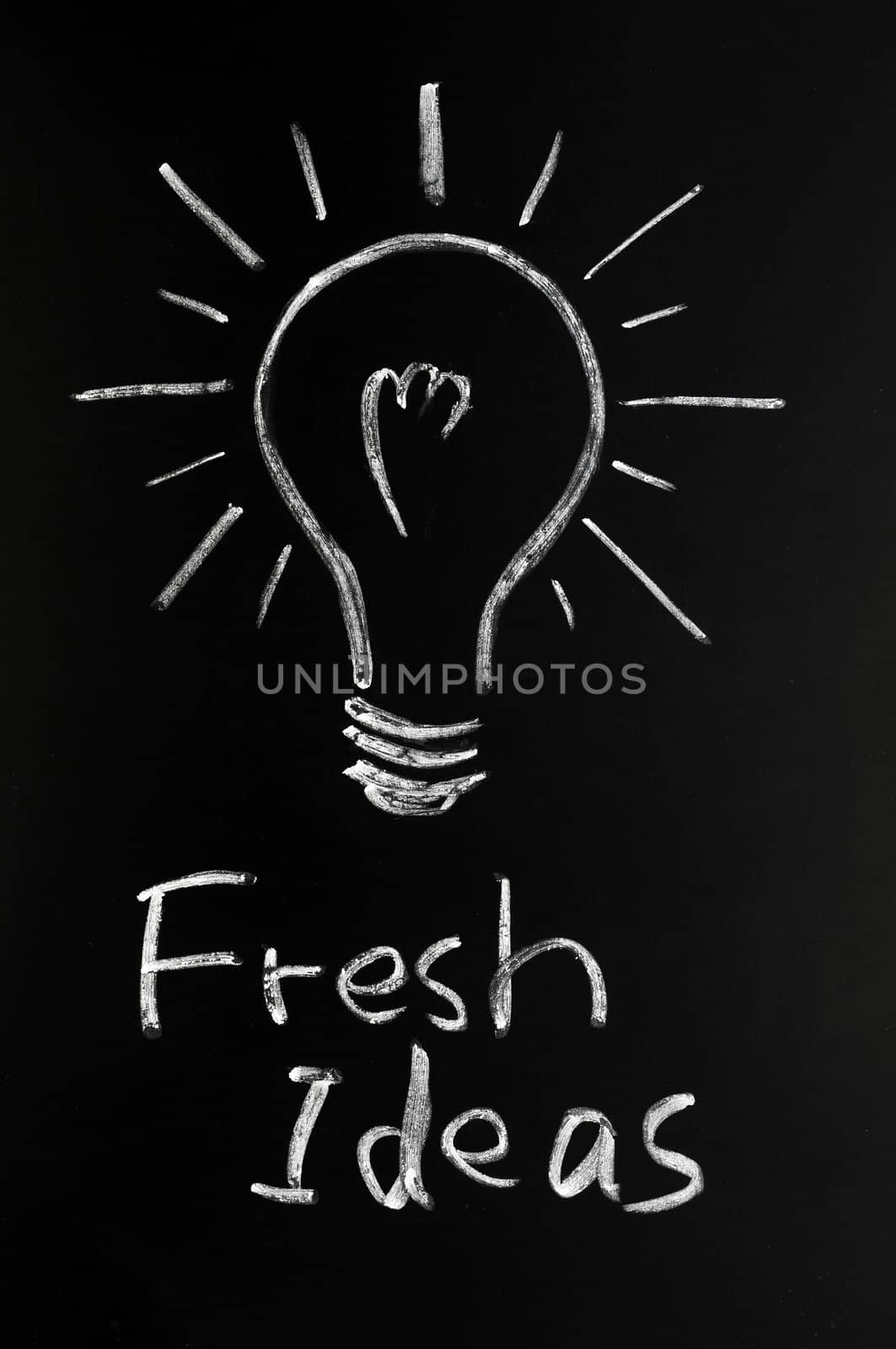 Light bulb drawn with chalk, symbol of innovation and idea