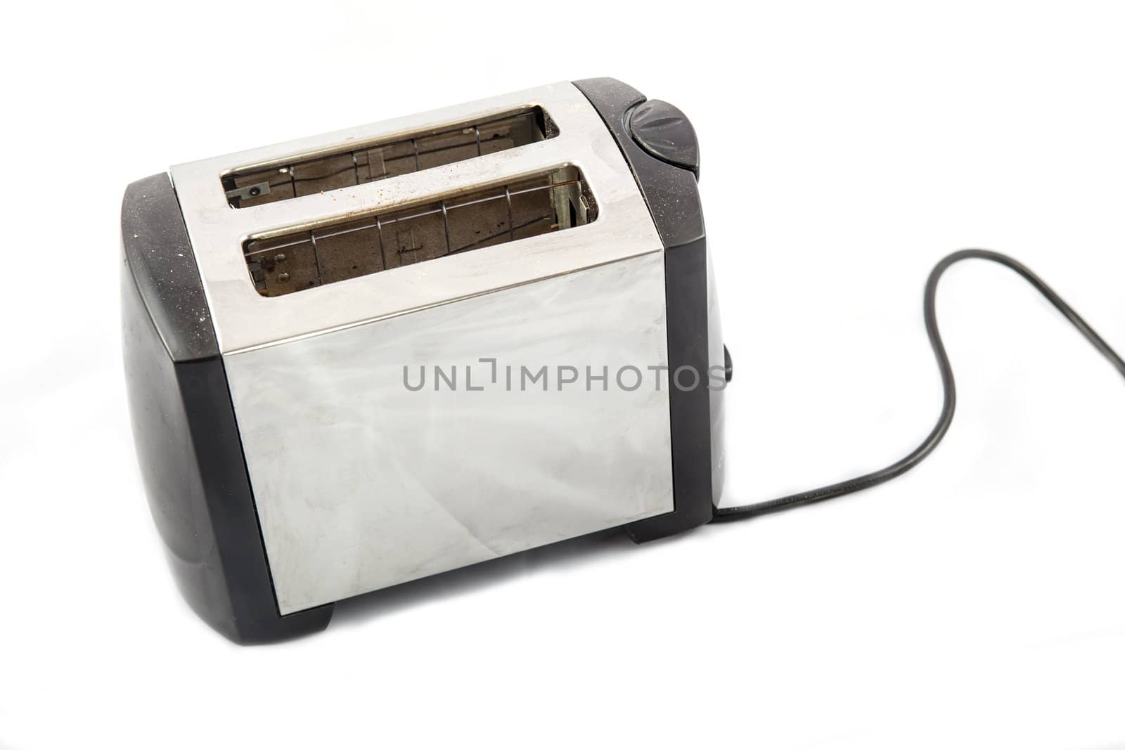 ELectric toaster over white backdrop