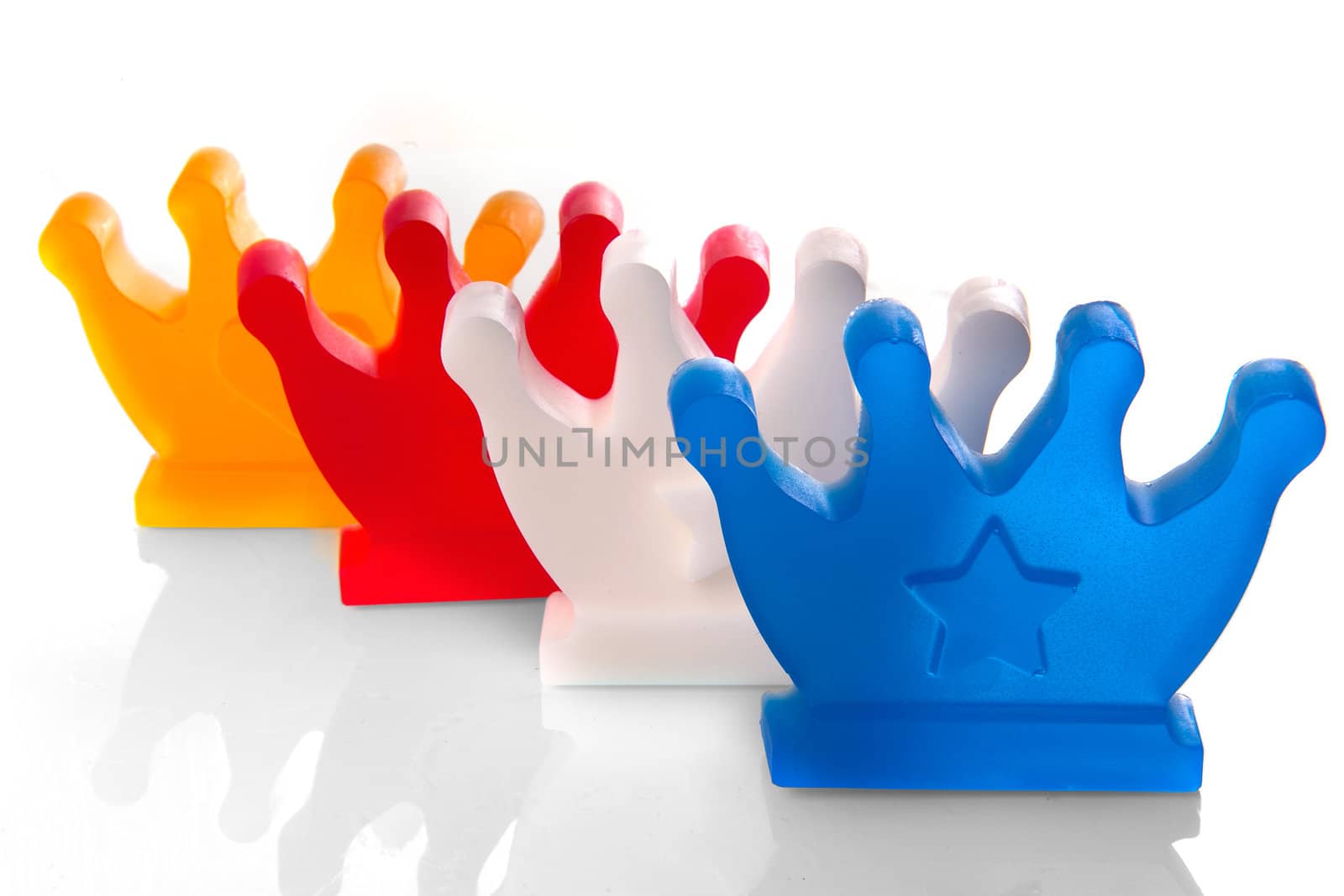 crowns in the color red, white, blue and orange, symbol of the dutch coronation on 30th of april 2013