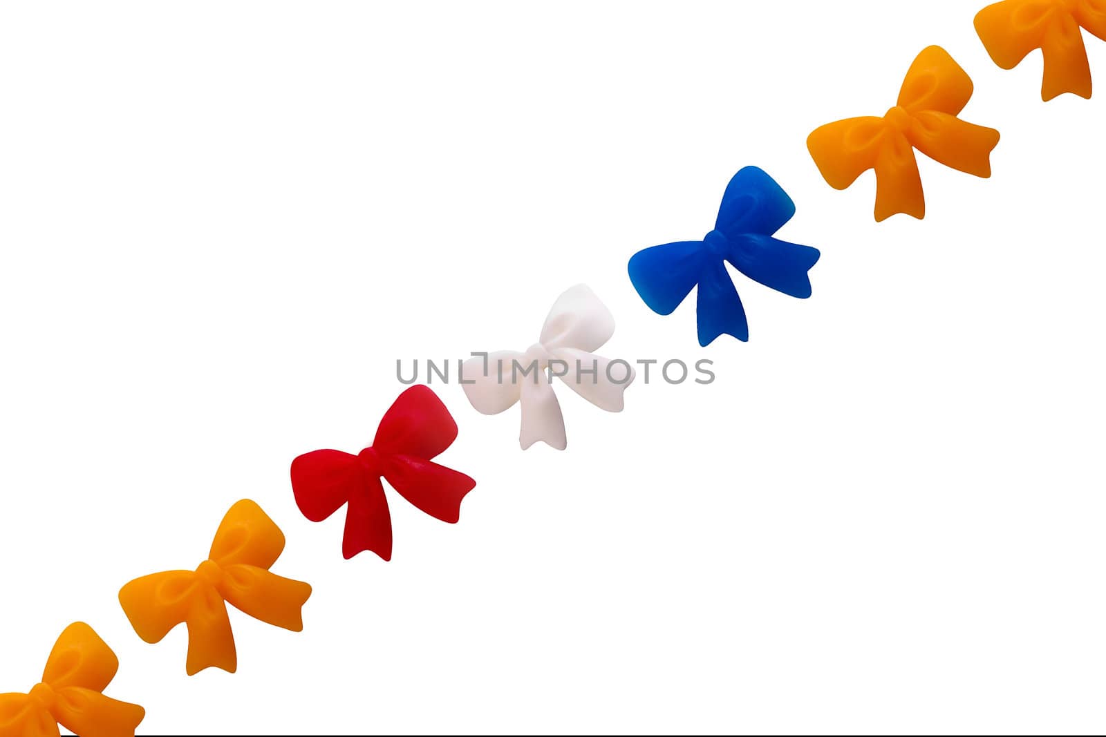 a line of color bows, symbol of the dutch coronation