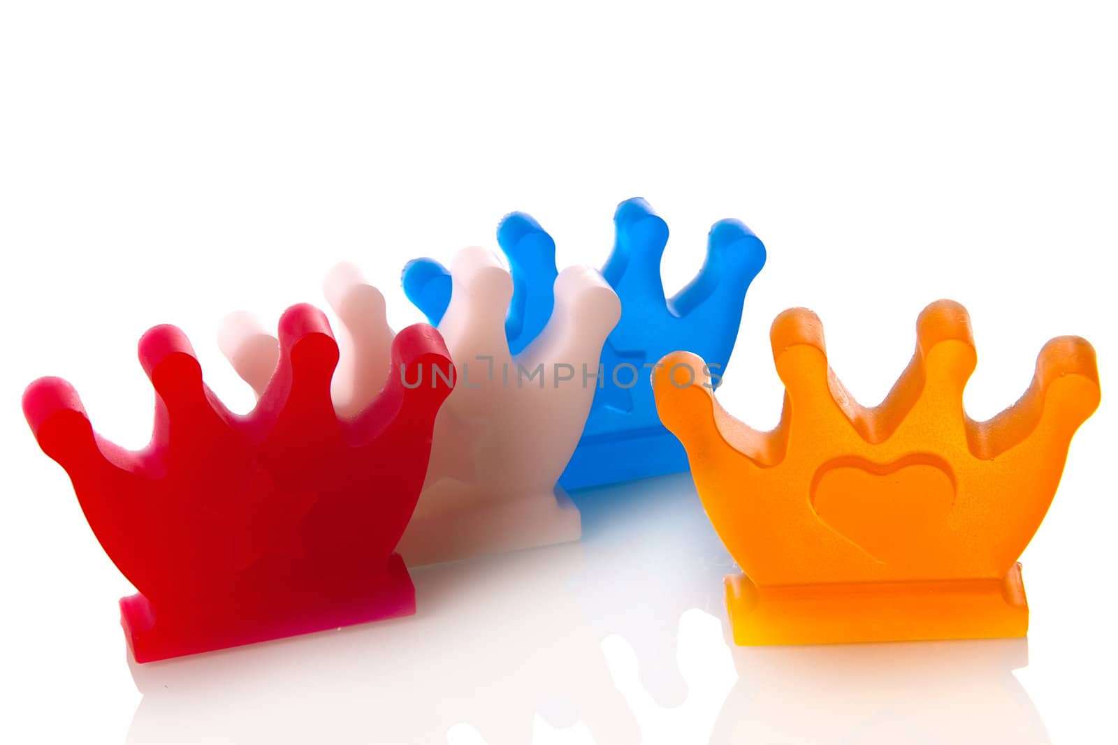 crowns in the color red, white, blue and orange, symbol of the dutch coronation on 30th of april 2013