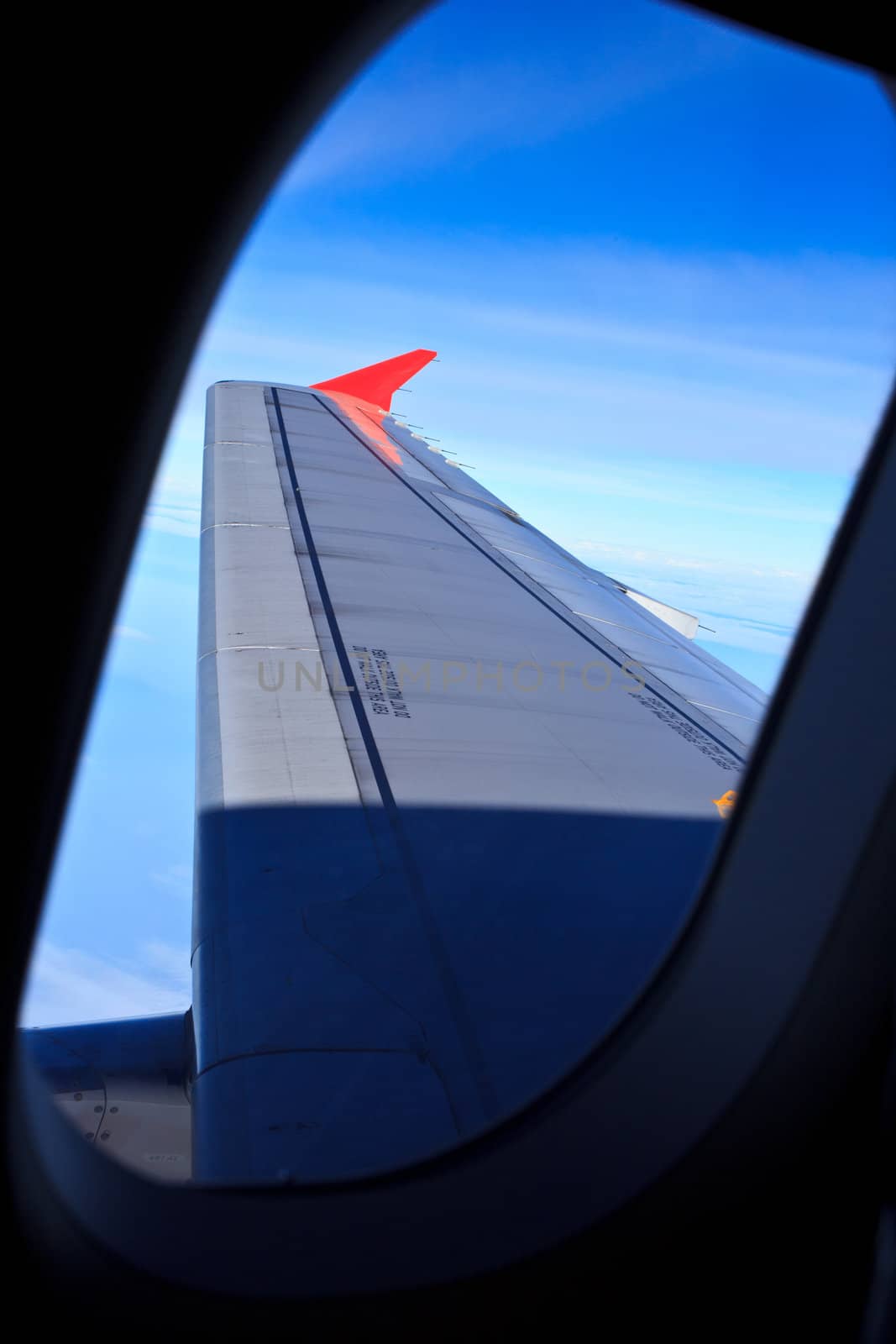 airplane window in the early morning