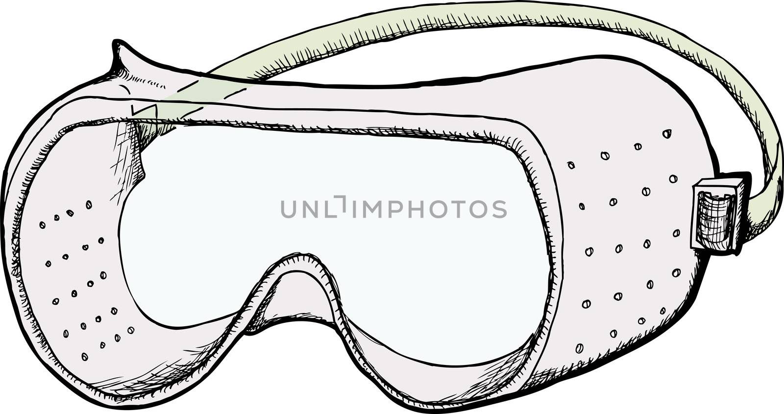 Safety goggles with ventilation holes isolated over white