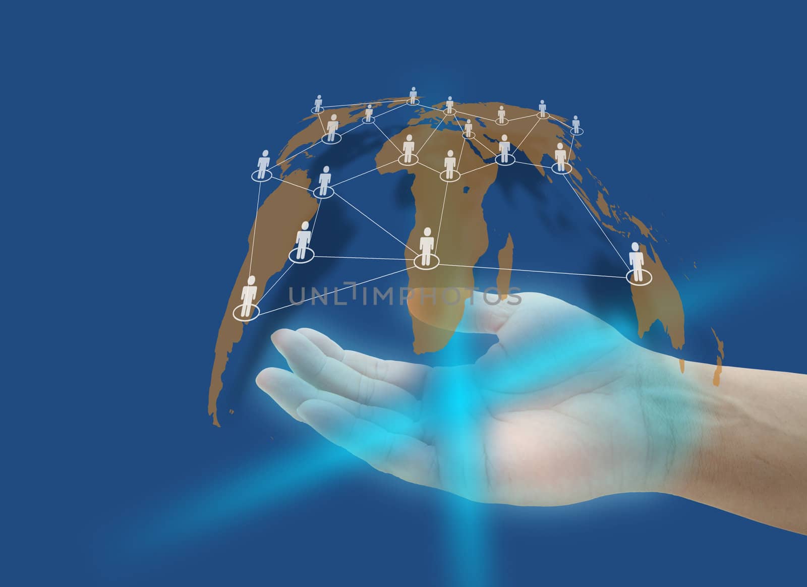 hand hold social network connection technology concept