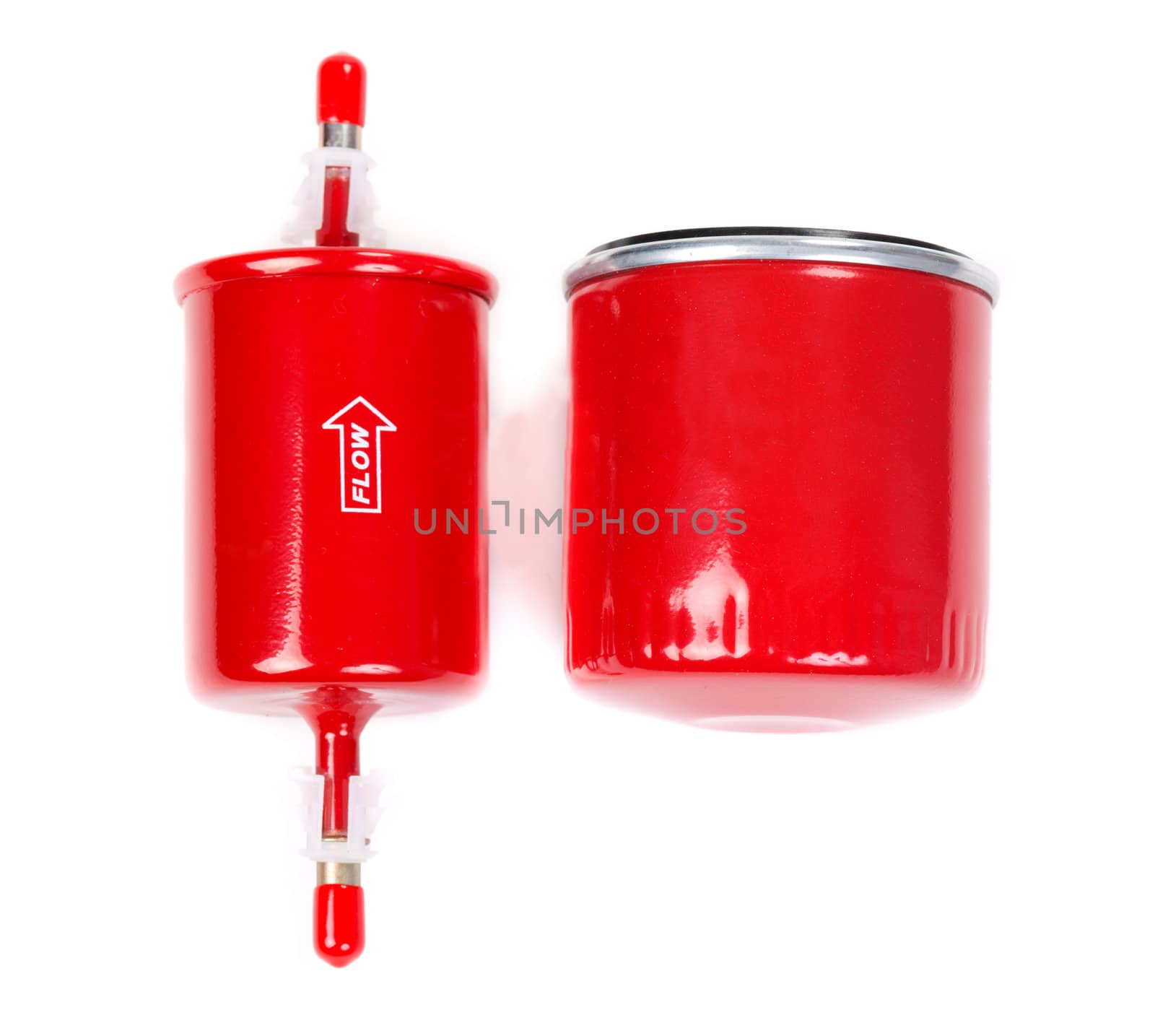 set of two filters, oil and fuel. Isolate on white.