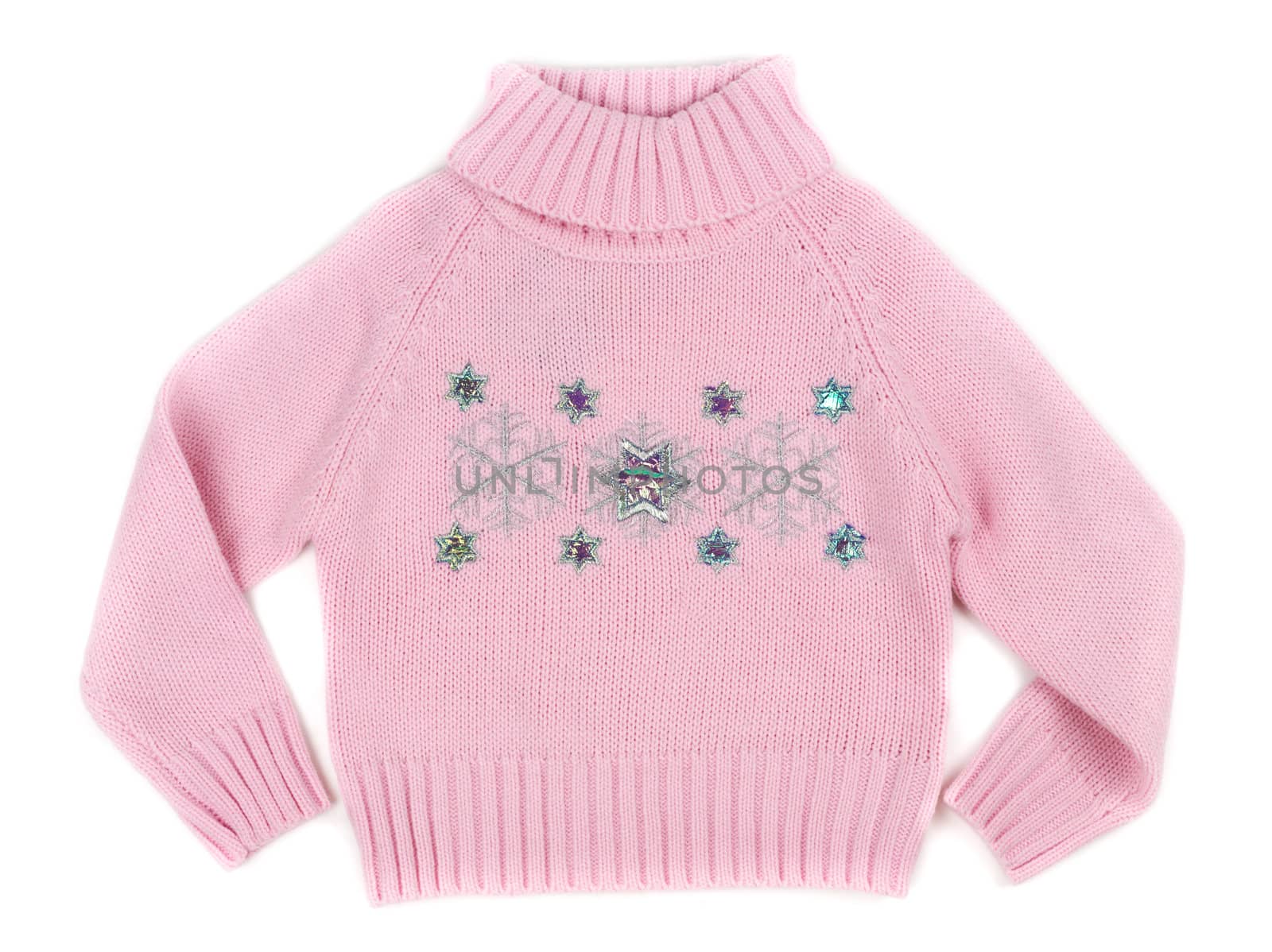 pink wool sweater isolated on white background