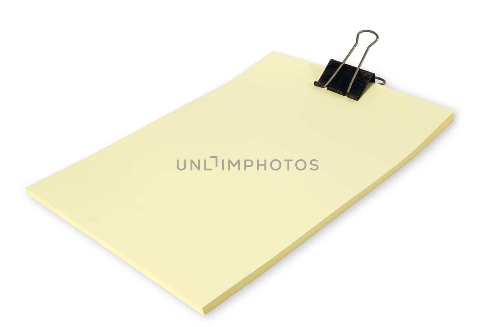 Black clip and Yellow blank note paper